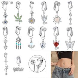 Navel Bell Button Rings 1PC Fake Belly Ring Butterfly Fake Belly Piercing Clip on Umbilical Navel Belly Button Cartilage Clip on Earrings Body Jewelry YQ240125
