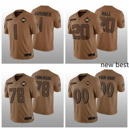 1 Ahmad Sauce 20 Breece Hall New York''jets''mens Women Youth 78 Laken Tomlinson 2023 Salute to Service Limited Football Jersey