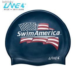 Swimming caps LANE4 Kids Swimming Caps Long Hair Pool Accessories Waterproof Durable Silicone Lightweight MJ093L240125