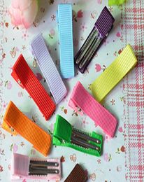 500pcs girl 35mm mini cover Ribbon Lined Hair Bows Clips double Prong Alligator Hair Clip Hair Accessories headwear FJ32032350079