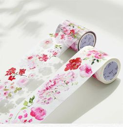 Gift Wrap Canada WT Flower Pink Ballet Wide Washi / PET Tape Journals Scrapbooking Decoration Adhesive Stickers Aesthetic 6cmx5m