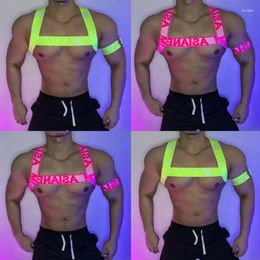 Stage Wear Fluorescent Colour Hollow Straps Men Bandage Chest Strap Nightclub Dj Gogo Costume Pole Dance Accessories Outfit XS4632