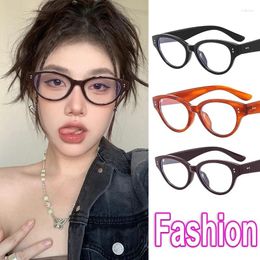 Sunglasses Vintage Cat's Eye Anti Blue Light Glasses Frame Girls Ins Y2K Clear Lens Computer Eyeglasses Oval Eyewear Decorative Goggles