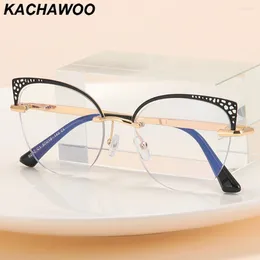 Sunglasses Kachawoo Anti Blue Light Glasses Metal Half Frame Cat Eye Women Fashion Accessories European Style Black Pink Grey