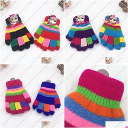 Five Fingers Gloves Winter Children Six Colors Double Thickening Gloves Students Baby Warm Cycling Mittens Five Fingers S M L Sizes Fr Dhxau