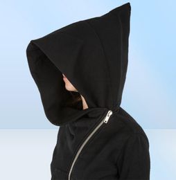 Men039s Hoodies Wizard Hat Oblique Zipper Punk Rock Hiphop Streetwear Gothic Style Diagonal Zip Up Black Cloak Hoodie Jacket Fo7556678