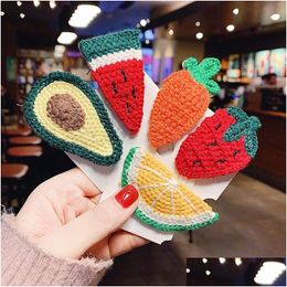 Hair Clips & Barrettes Autumn Winter Knitting Fruit Hairpin Girl Hair Clips Headdress Korean Colorf Baby Clip Bb Cute Hairclip Drop D Dheil