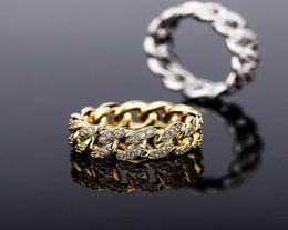 Simple Fashion Men Women Ring Gold Silver Bling CZ Diamond Cuban Chain Ring for Men Women Ring Jewelry Gift4531166