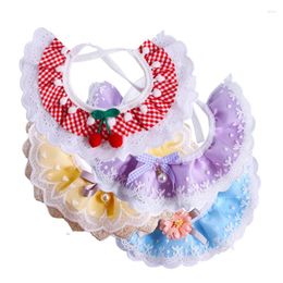 Dog Apparel Fashion Bowknot Pet Collar Cute Lace Bib Mesh Embroidery Cat Bibs Lovely Necklace Neck Strap For Small Medium