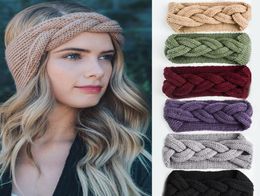 Braided Hair Band 9 Colors Women Knitted Headwrap Fashion Crochet Acrylic Headbands Winter Big Girls Hair Accessories M15153274472