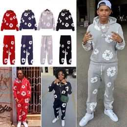 23Ss Men Denim Teams Tracksuit Hip Hop Polar Style Rap Long Sleeved Hoodie And Pants Sports Pants For Men And Women 340