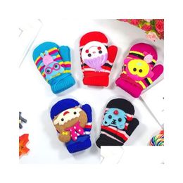 Mittens Colorf Cartoon Animal Kids Hanging Gloves Autumn And Winter Warm Mittens With Hang Rope Baby Drop Delivery Fashion Accessories Dh3Zg