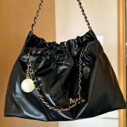 Tasarımcı Çantalar 22 Tote Çanta Siyah Elmas Kafes Orta Alışveriş Omuz Çantası Kadınlar için Orijinal Deri Lüks Marka Kutu