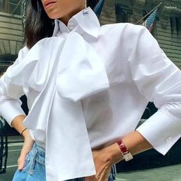 Women's Blouses Women Bow Tie Neck White Shirts 2024 Fashion Long Sleeve Chemise Casual Elegant Party Blouse Solid Blusas Tops Femininas
