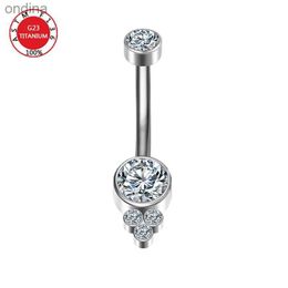 Navel Bell Button Rings G23 Titanium Navel Ring Bezel 4 CZ Cluster Internally Threaded Navel Curves Barbell Body Jewelry Piercing Belly Button Rings YQ240125