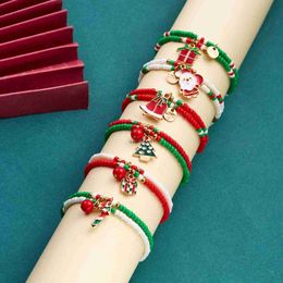 Chain Fashion Christmas Bracelet Ornaments Christmas Tree Bells Deer Santa Claus Bracelets for Women Men New Year Party Jewellery GiftsL24