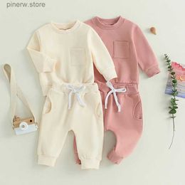 Clothing Sets Lioraitiin 0-3Years Toddler Baby Girls Fall Clothes 2Pcs Solid Long Sleeve Sweatshirt Pants Set Cute Outfit