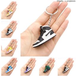 Keychains Lanyards Emation 3D Mini Basketball Shoes Three Nsional Model Keychain Sneakers Couple Souvenir Mobile Phone Key Pendant D BZDB