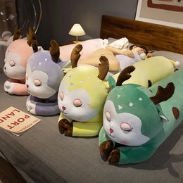 Kawaii Dream Lying Sika Deer Plush Toys Stuffed Soft Animal Pillow Sleeping Cushion Giraffe Dolls for Children Baby Gift 240123