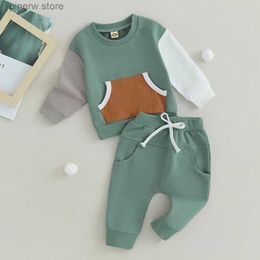 Clothing Sets Fashion Autumn New Baby Boy Clothes Tracksuit Contrast Color Long Sleeve Sweatshirt with Pocket Pants 2pcs Outfits for Toddler