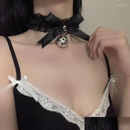 Chokers Choker Y Harajuku Black Lace Ball Pendant Necklace For Women Punk Bell Gothic Body Chain Jewellery Drop Delivery Jewellery Necklac Dhjnz