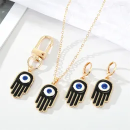 Keychains Enamel Evil Eye Hand Hamsa Keychain Key Ring For Women Men Punk Unique Turkey Lucky Blue Bag Car Airpods Box Accessories