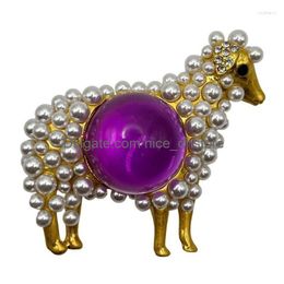 Pins Brooches Fashion 2-Color Pearl Sheep Brooch For Men And Women Unisex Cute Animal Party Casual Gift Wholesale Drop Delivery Jewe Dhir8