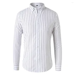 Men's Dress Shirts Casual Striped Shirt Baggy Lapel Top Long Sleeve Button Blouse Perfect For Vacation And Holiday Multiple Colors