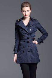 Design Trenchcoat Frau Langer klassischer Windjacke Wasserdichter britischer England-Stil Herbst Winter Luxuskleidung