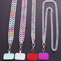 Coloured Acrylic Mobile Phone Chain Charm Phone Case Jewellery Pendant Long Single Shoulder Strap Hanging Chain Accessories 240119