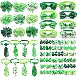 Dog Apparel 10 Pcs ST Patrick's Day Pets Supplies Green White Grooming Puppy Accessories Small Cats Hair Bows Bowties Necktie