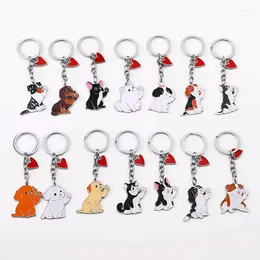 Keychains 100pcs/Lot Dachshund Dog Pet Waving Keyring High-quality Metal Bag Car Charm Pendant Key Chain Jewellery Gifts Love Accessories