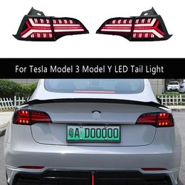 For Tesla Model 3 Model Y LED Tail Light Dynamic Streamer Turn Signal Indicator Rear Lamp Brake Reverse Parking Running Light Auto Parts