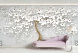 Wallpapers 3D Embossed White Flower Wallpaper Murals Printing Po Mural For Wedding Room Home Wall Decor Modern Floral Paper Rolls2333577