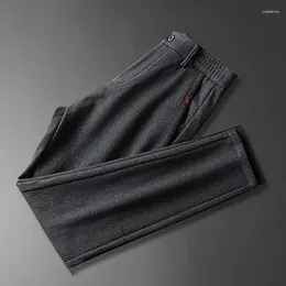 Men's Pants DIHOPE Autumn Winter Brushed Fabric Casual Men Thick Business Work Slim Cotton Black Grey Trousers Male Plus Size 38