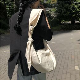 Evening Bags Shoulder Women Canvas Hobos Tie Designer Cross-body Shopping Handbag Female Solid Large Capacity Underarm Bag Elegant Daily