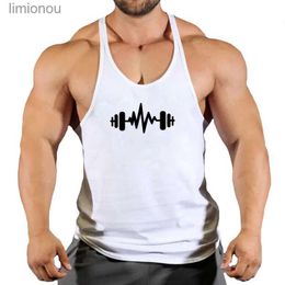 Men's Tank Tops Brand gym Running cotton singlets canotte bodybuilding stringer tank top men fitness shirt muscle guys sleeveless vest TanktopL240124