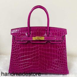 Designer Platinum Bag Handbags Arabian Night Purple Crocodile Leather Bright 30 Buckle Leather Women's Sewn 25 Handbag