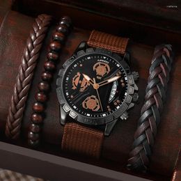 Wristwatches Men Watches Bracelet Sets Liandu Fashion Luxury Nylon Band Quartz Wristwatch Elegant Gift Clock Male Relogio Masculino No Box