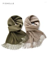 Scarves Classic Solid Military Green Khaki Pure Cashmere Women Scarf Autumn Winter Men's Warmth Adults Luxury Gifts