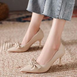 Dress Shoes Ladies Summer Footwear Formal For Women Black With Medium Heels Stilito Moccasins Bow Elegant Spring