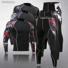 Men's Tank Tops Winter Men's Thermal Underwear Long Sleeve Fitness Tights Sportswear Compression Elastic Track and Field Running Wear Men's NewL240124