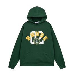 Mens Sweatshirts Designer Rhude Hoodie Original Quality Trendy Letter Hoodie For Men And Women High Street Trend Pullover