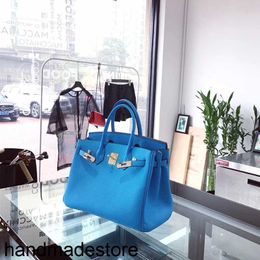 Bag Designer Platinum Handbags Sky Blue Lychee Pattern Head Layer Cattle Leather Women's Bright Soft Leather Handbag One Shoulder Messenger