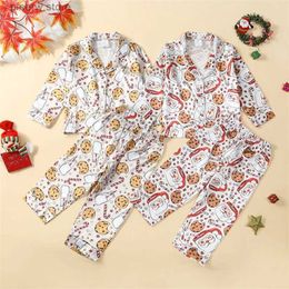 Clothing Sets Lioraitiin 1-7Y Kids Christmas Pyjamas Set Santa Claus Cookie Print Long Sleeve Tops with Pants Sleepwear