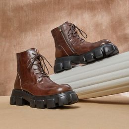 Fashion Mens Boots Genuine Leather Platform Designer Handmade Comfortable Quality Ankle Social Oxfords Shoes Man