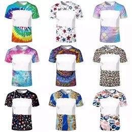 Favour 31 Patterns Sublimation Blank Leopard Bleached Shirts Heat Transfer Printed Polyester T-Shirts for Adult Children