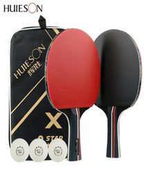Huieson 2Pcs Upgraded 5 Star Carbon Table Tennis Racket Set Lightweight Powerful Ping Pong Paddle Bat with Good Control T2004102620894
