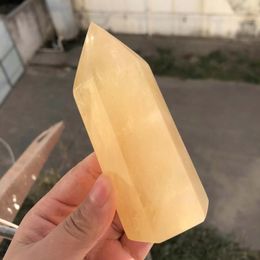 Decorative Figurines 1PCS Natural Polished Honey Calcite Tower Point Crystal Wand Healing For Fengshui