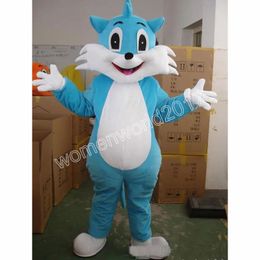 blue cat Mascot Costume Simulation Cartoon Character Outfits Suit Adults Size Outfit Unisex Birthday Christmas Carnival Fancy Dress